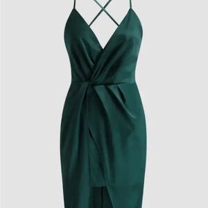 Cider Emerald Wrap Wedding Guest Prom Dress